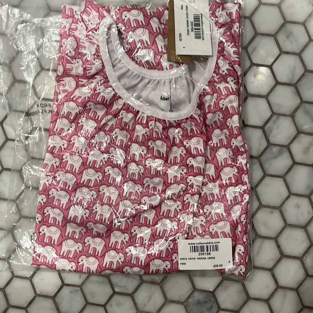 Roller Rabbit girls size 8 pink elephant dress Hathi Marina dress
